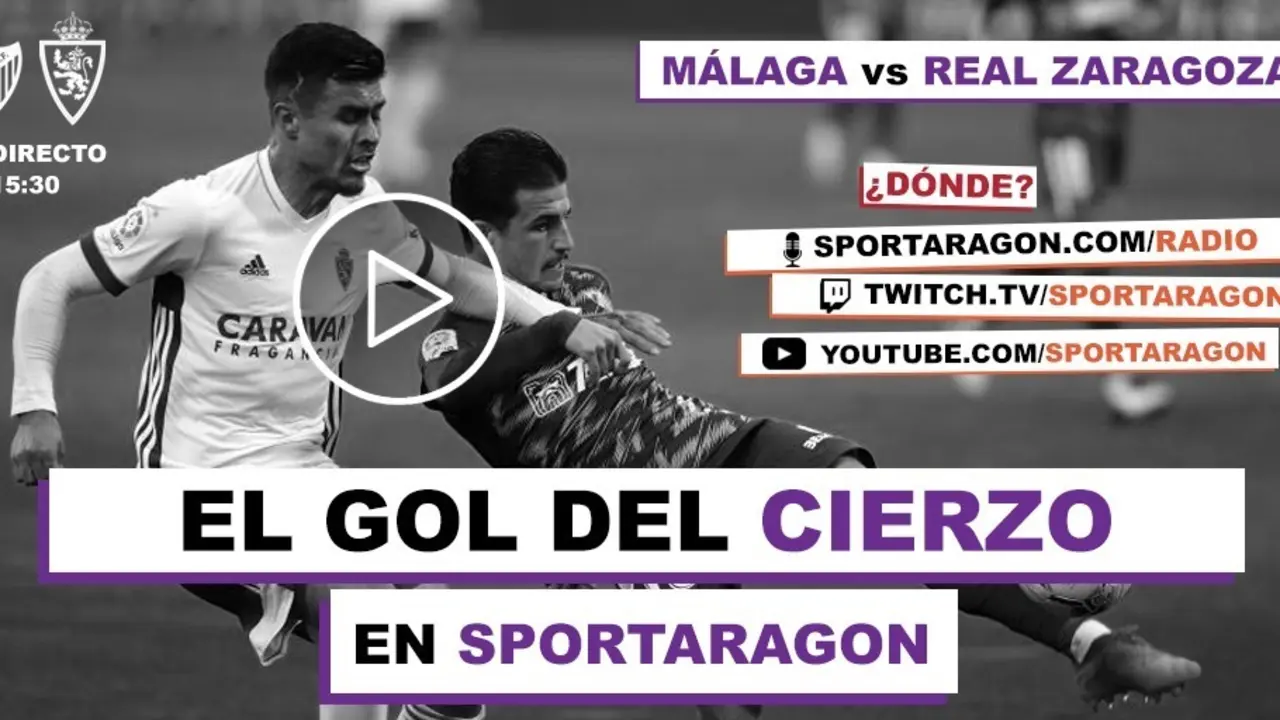 Este domingo desde las 15.30 el M&aacute;laga - Real Zaragoza se escucha y se ve en sportaragon.com.