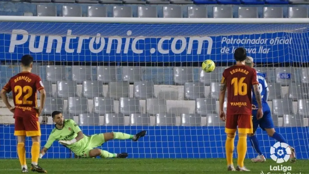 Gol del Sabadell de penalti. Foto: LFP