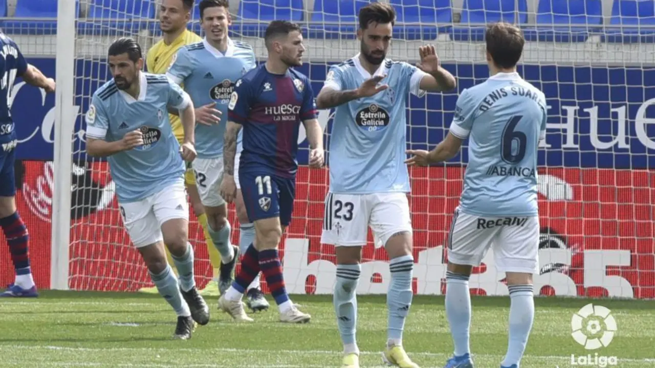 El Celta celebra uno de sus 4 goles ante el Huesca | Foto: LFP
