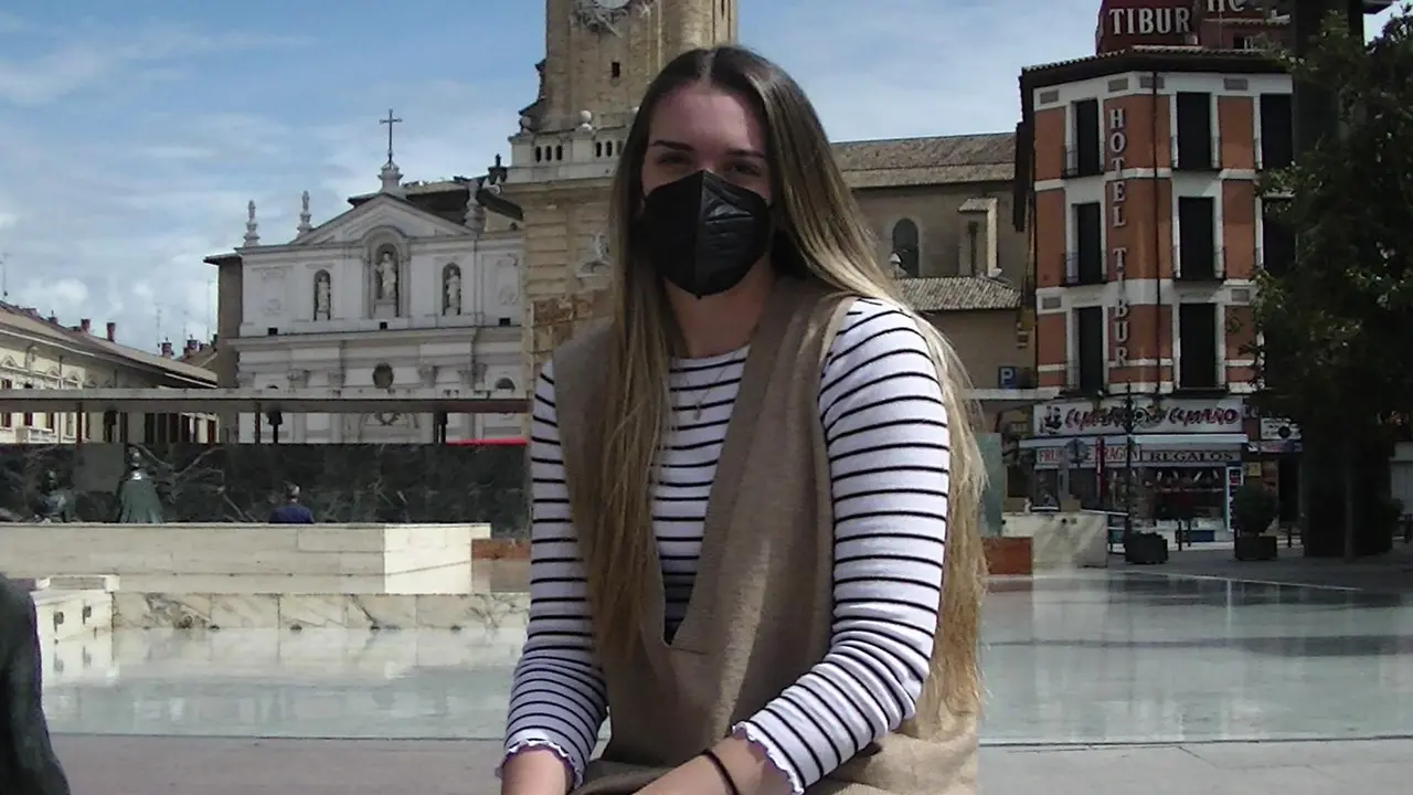 Julia Arias, durante la entrevista con Sportaragon