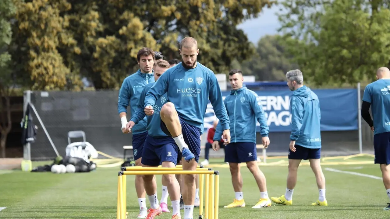 Pulido durante el entrenamiento de hoy. | Foto: SD Huesca