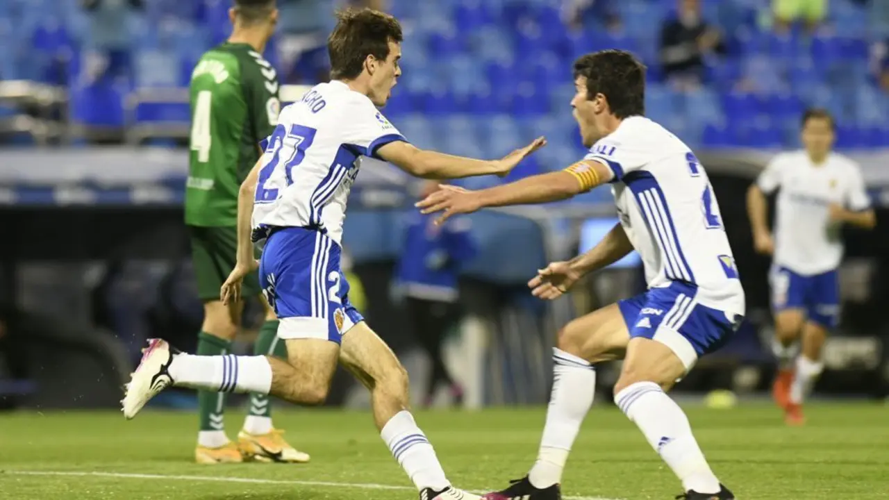 Francho y Zapater celebran el 1 a 0. Foto: Real Zaragoza