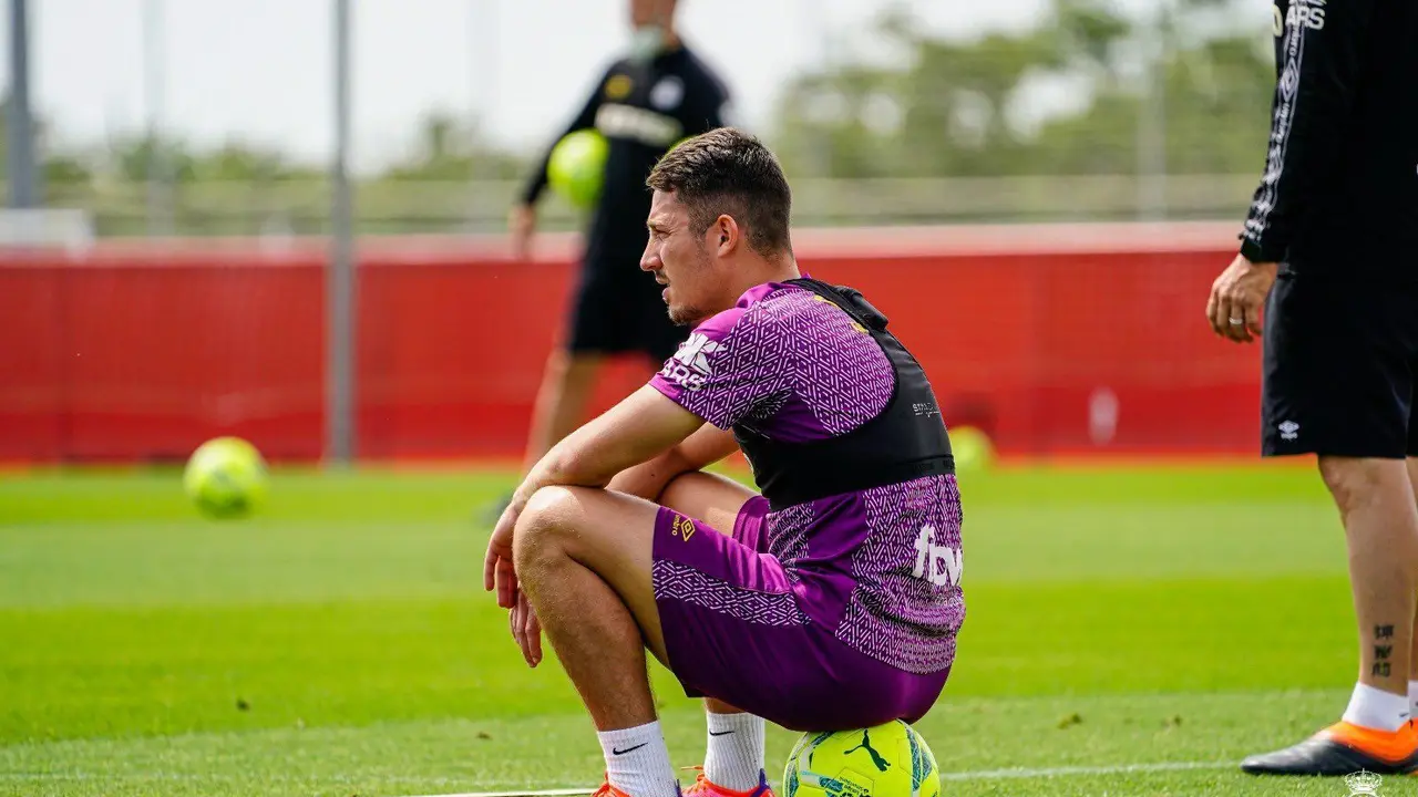 Lombardo en un entrenamiento con el Mallorca. | Foto: Real Mallorca