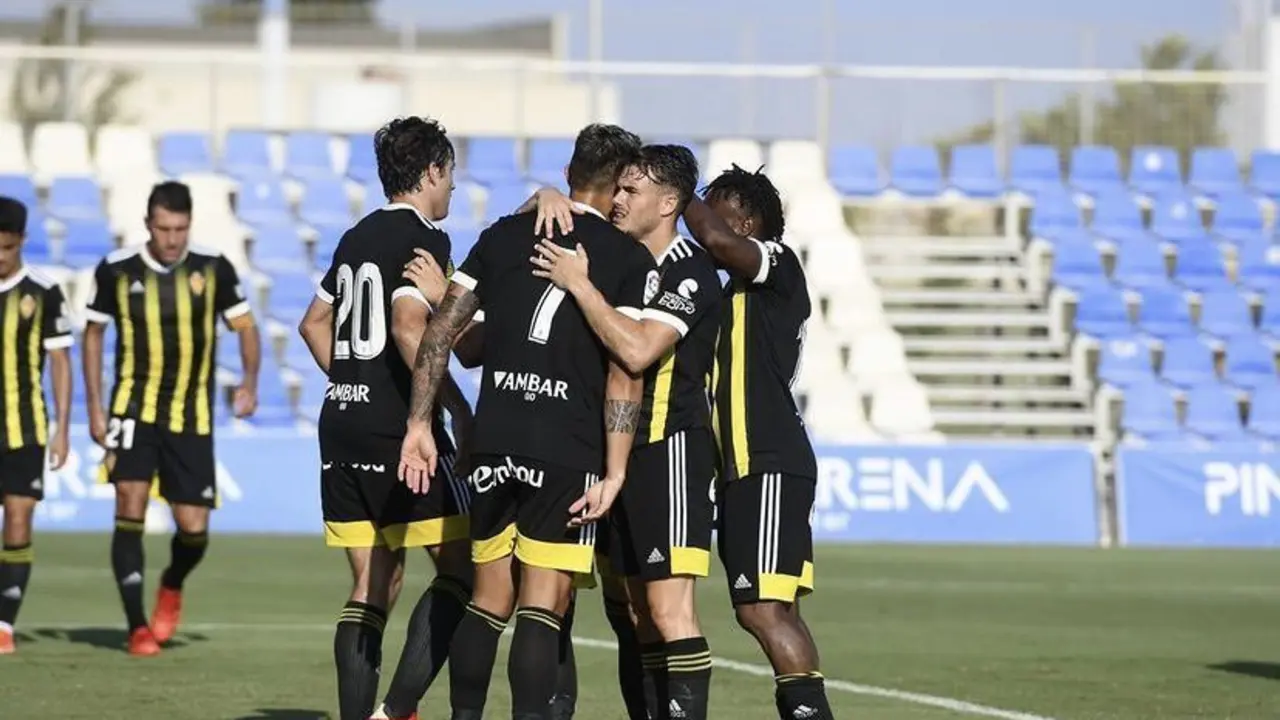 Celebraci&oacute;n del gol de Narv&aacute;ez ante el Valencia |&nbsp;Real Zaragoza