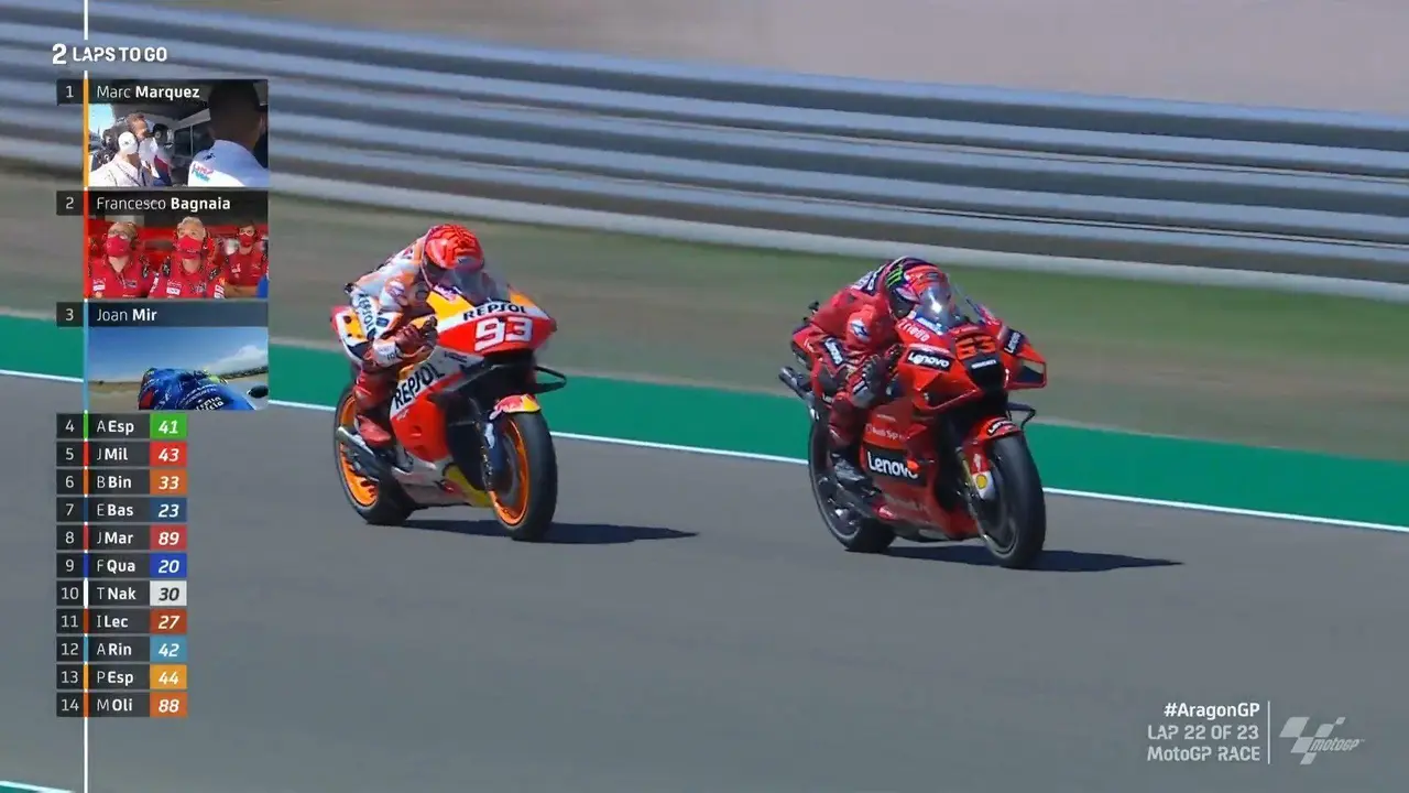 Bagnaia, seguido de M&aacute;rquez. Foto: Moto GP