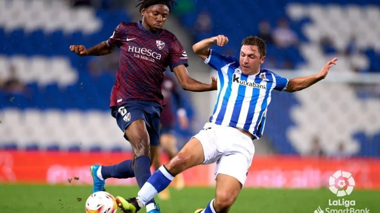 Kelechi Nwakali durante el Real Sociedad B - SD Huesca | Foto: LaLiga