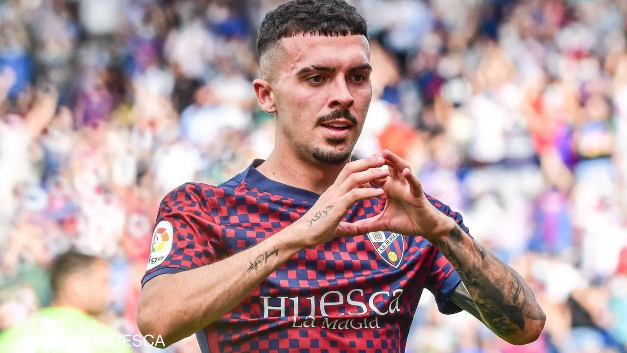 Joaqu&iacute;n Mu&ntilde;oz anot&oacute; su segundo gol frente al CD Tenerife. Foto: SD Huesca.