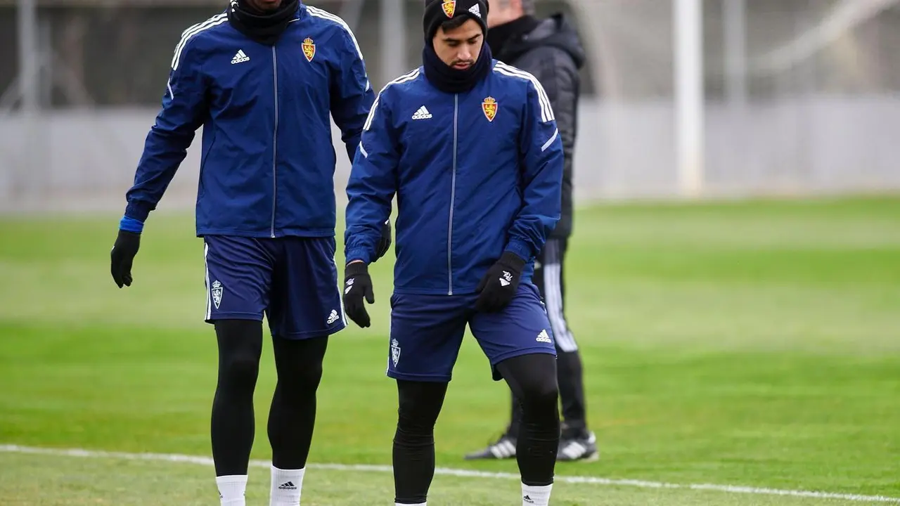 Nano Mesa y Jair Amador en un entrenamiento en La Ciudad Deportiva | Foto: Real Zaragoza