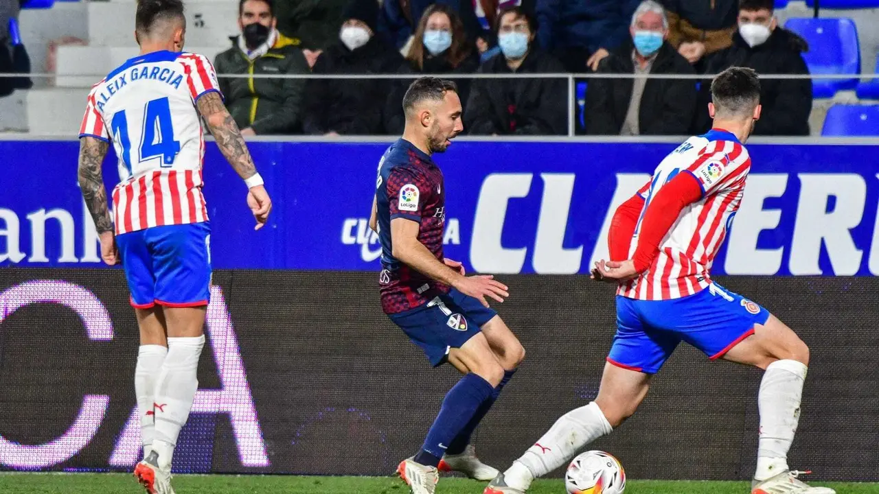 David Ferreiro reapareci&oacute; sobre el verde de El Alcoraz el pasado domingo. Foto: SD Huesca.