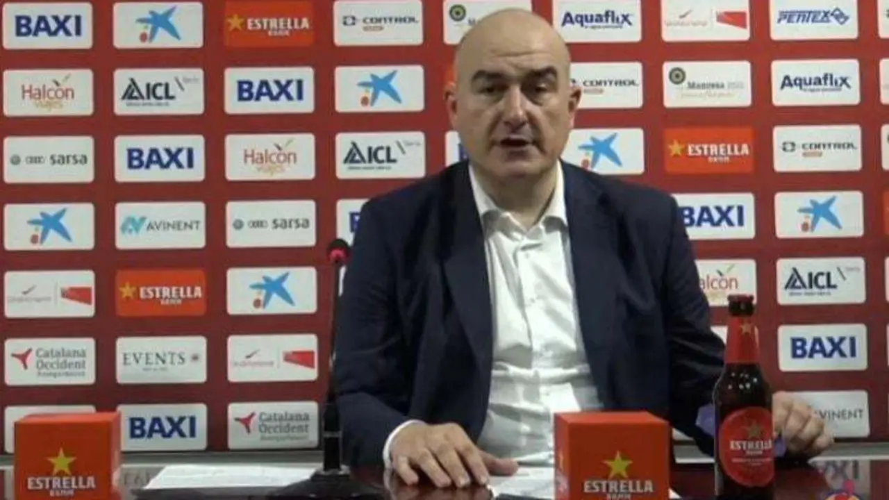Jaume Ponsarnau, en sala de prensa del Nou Congost | Fotograma de Baxi Manresa