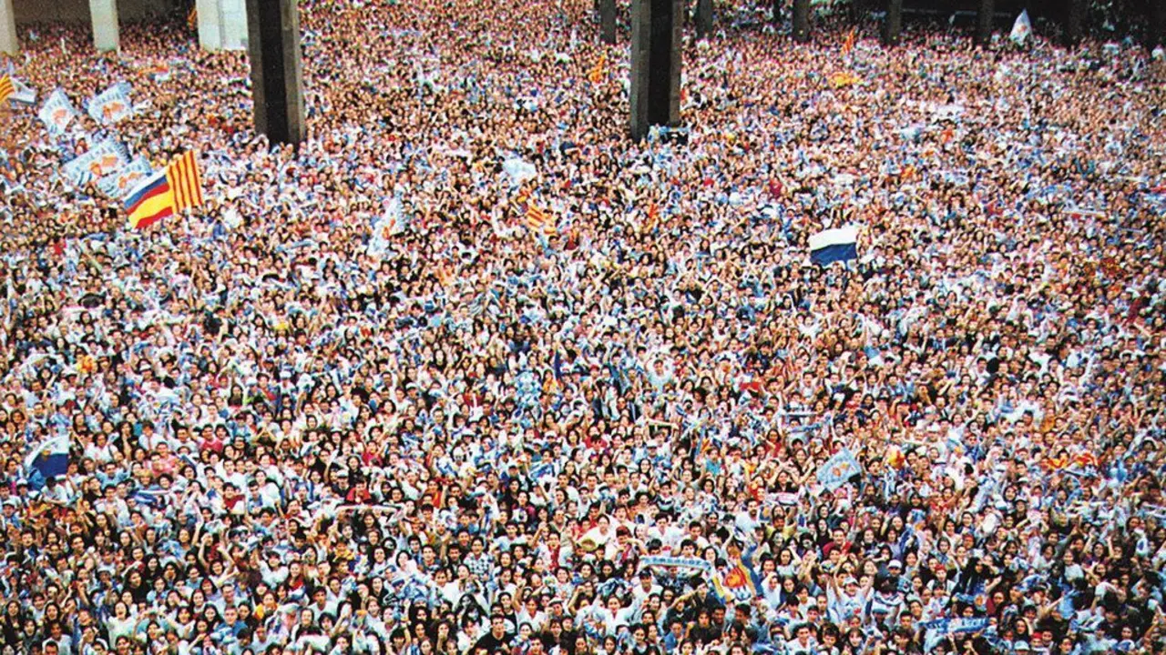 La imagen de la Plaza del Pilar en el triunfo de la Recopa | Foto: enjoyzaragoza