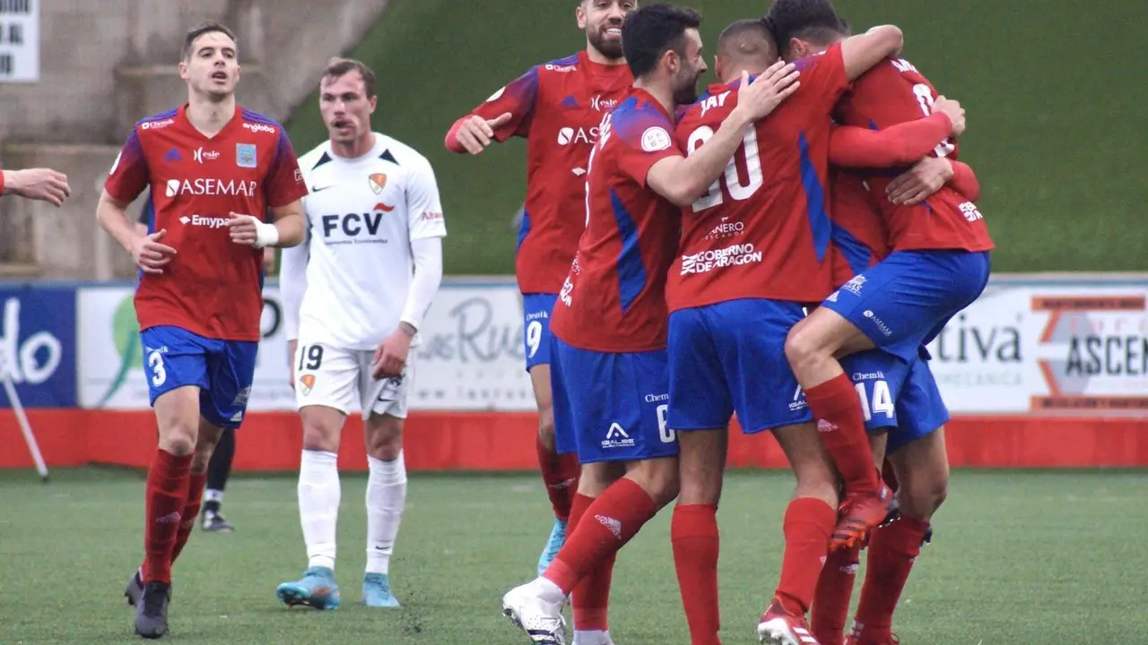 La SD Tarazona celebrando uno de los goles contra el Terrasa. | Foto: SD Tarazona
