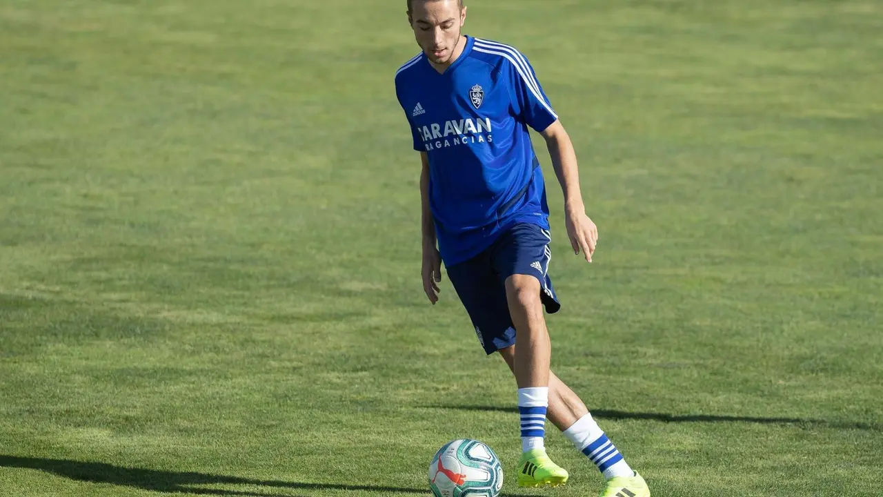 Mar Aguado en un entrenamiento con el Real Zaragoza. 