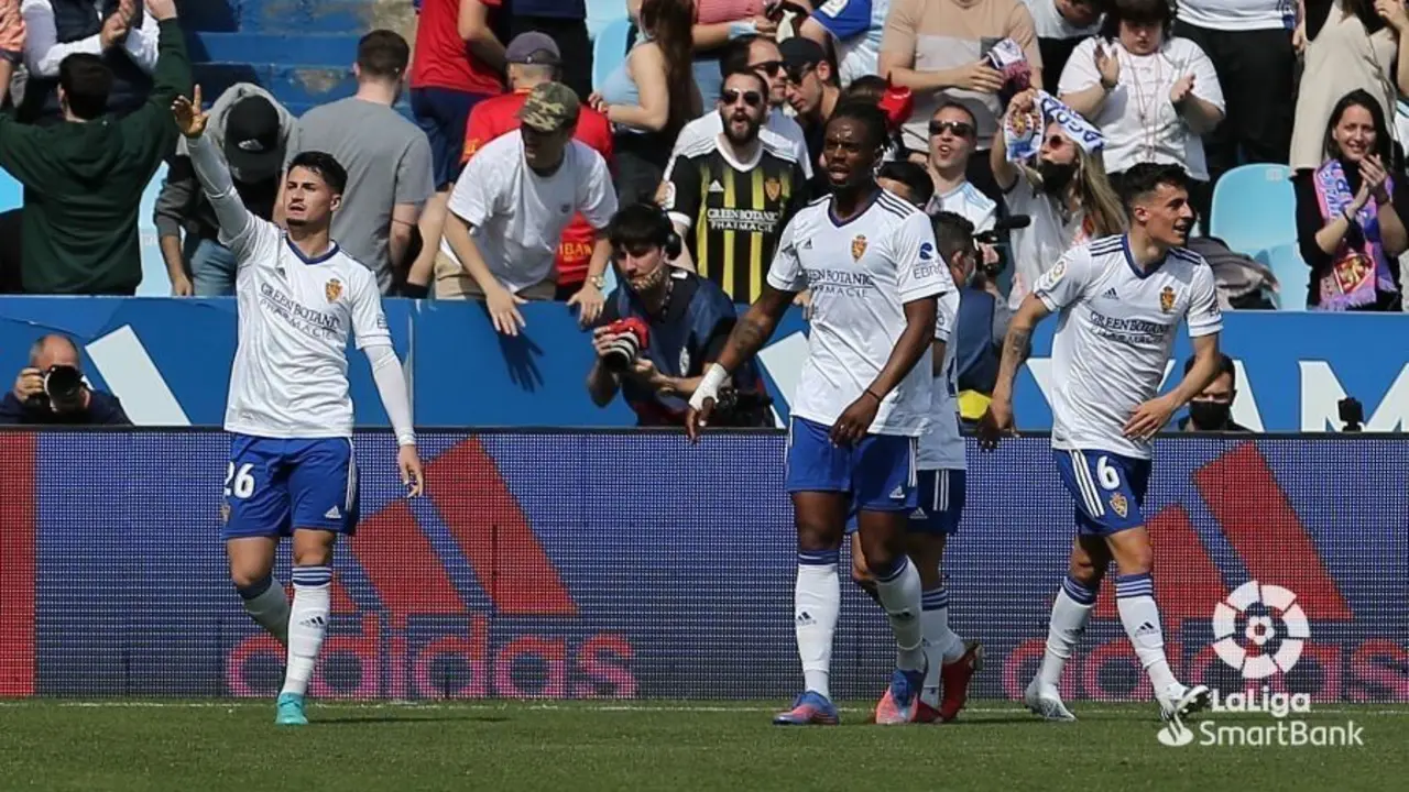 Borja Sainz celebra su tercer gol de la temporada |&nbsp;Liga SmartBank
