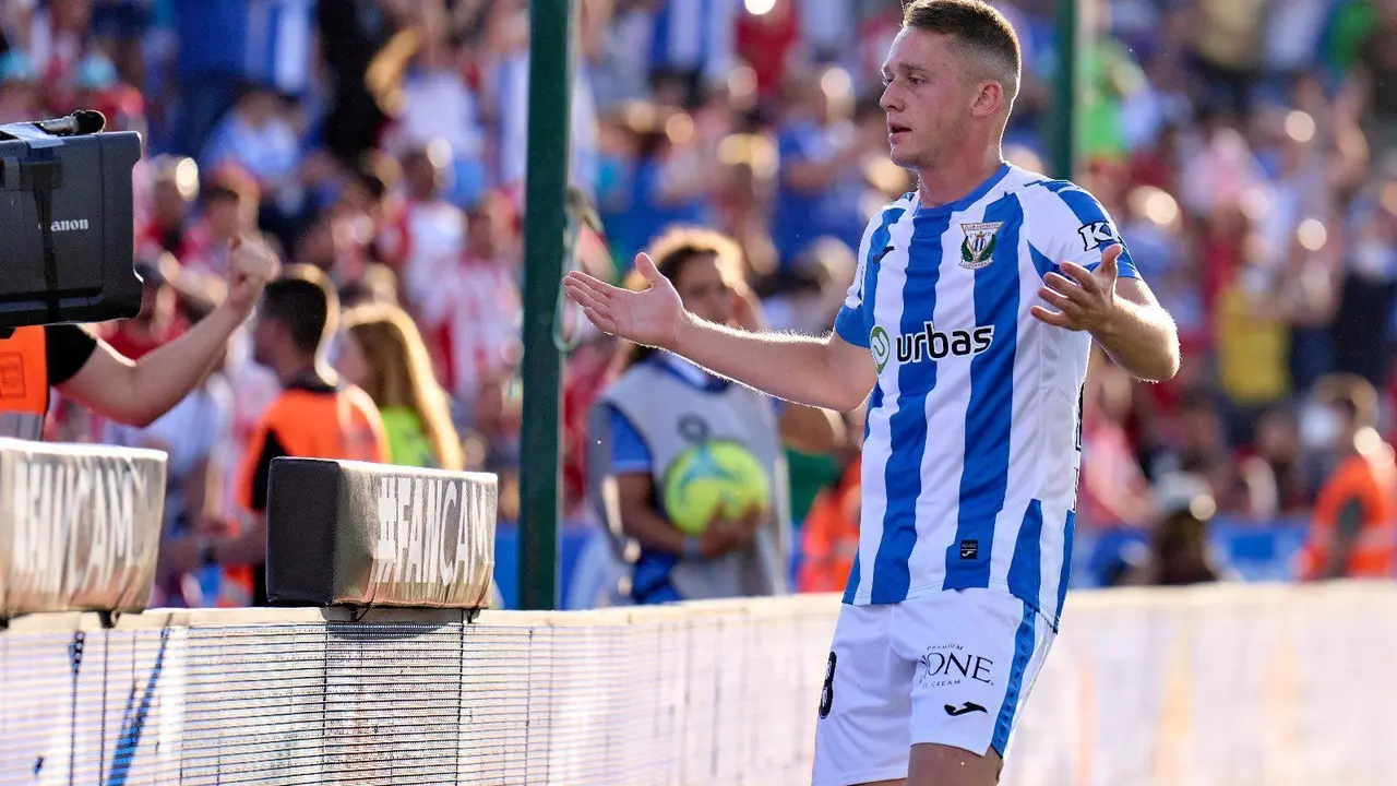 Borja Garc&eacute;s celebrando un gol del Legan&eacute;s en Butarque | Foto: CD Legan&eacute;s