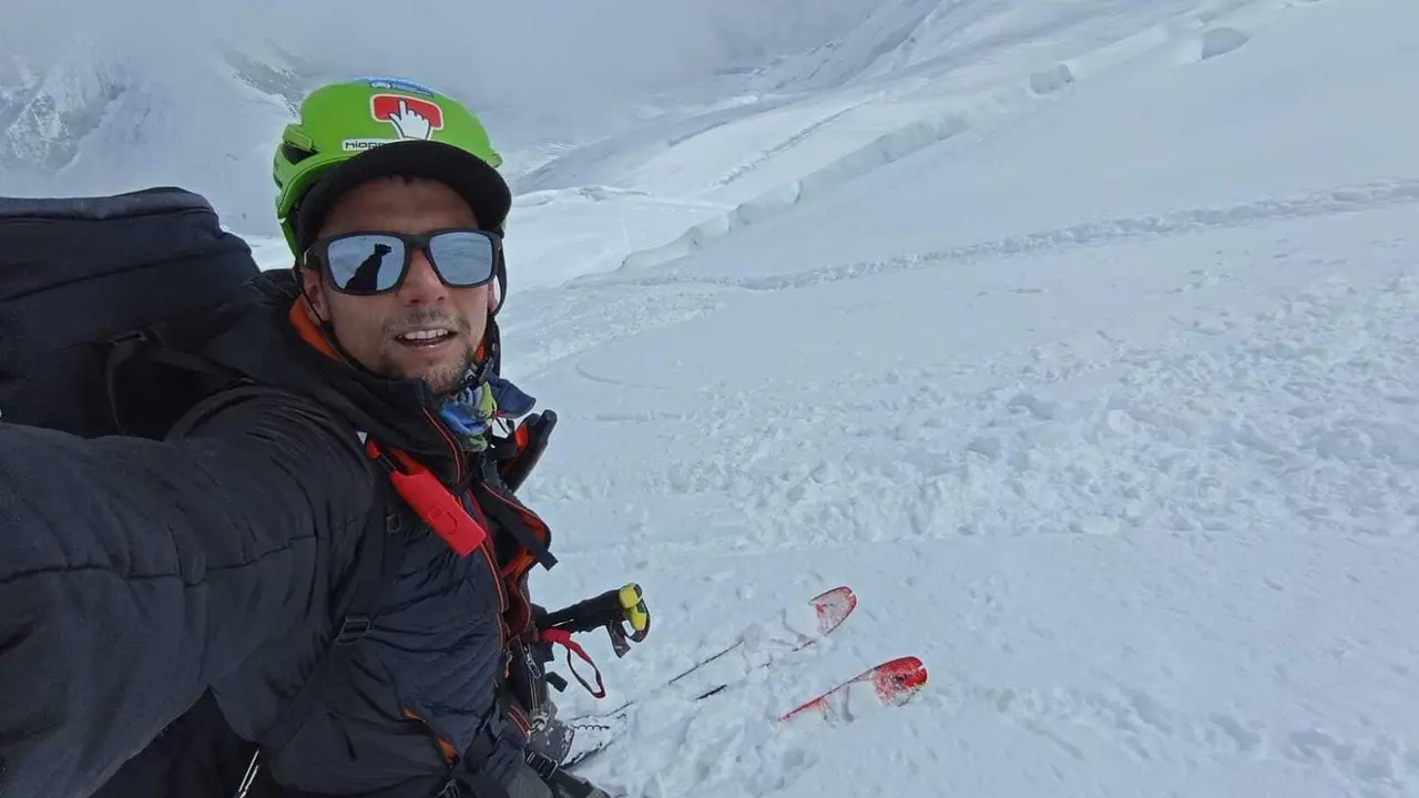 Gonzalo Fern&aacute;ndez en el Manaslu. Foto: G. F.