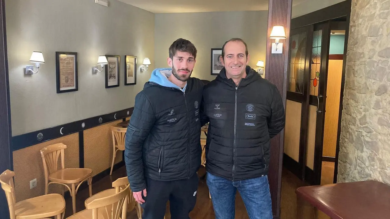 Carmona y Nolasco, en la imagen, hablaron sobre el Bada Huesca Valladolid que se juega el domingo sobre la pista castellana. Foto: Cedida