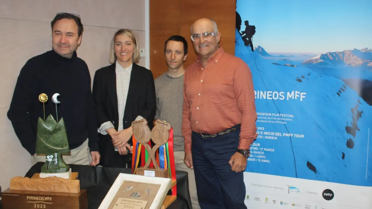 De izquierda a derecha David Asensio, Ixeia Lacau, Jorge Garc&iacute;a y Juan Baz&aacute;n en la lectura del palmar&eacute;s del PMFF. Foto: Cedida