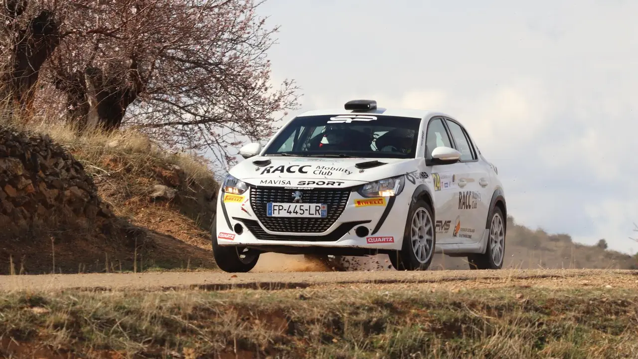 P&eacute;rez y Romero pilotando su 208 en el Rally de Zaragoza. Foto: Cedida