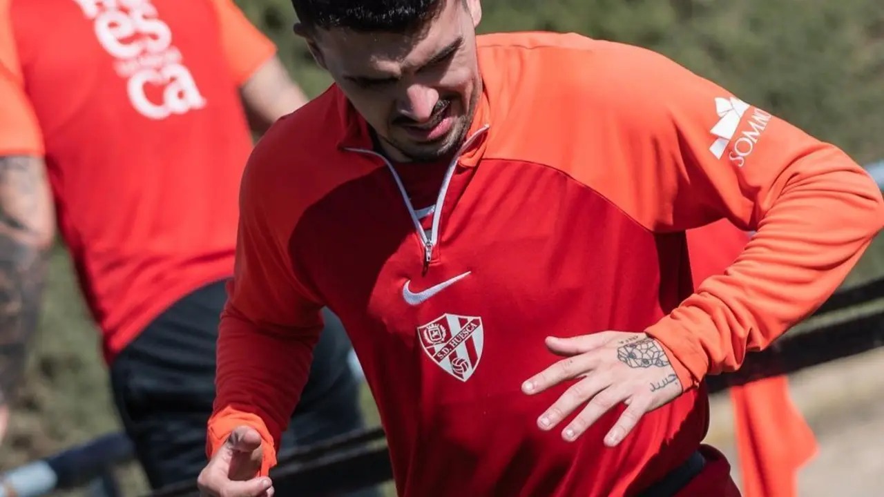 Joaqu&iacute;n, durante un entrenamiento de la SD Huesca. Foto: SD Huesca