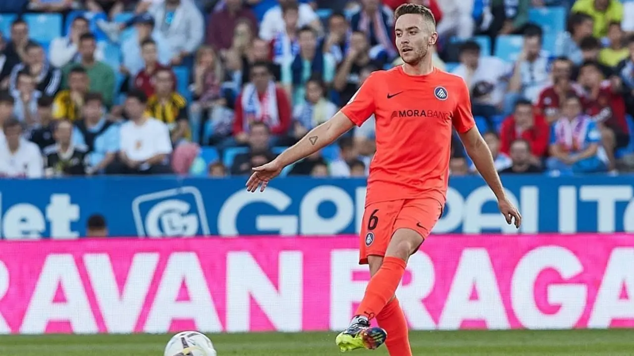 Marc Aguado en La Romareda. Imagen: FC Andorra.