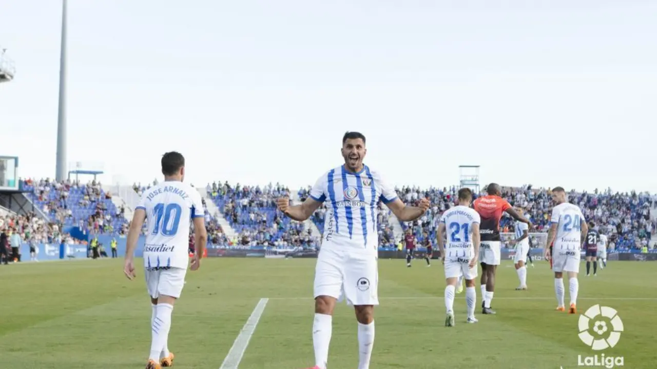 El Legan&eacute;s celebr&oacute; el gol de la victoria tras decretarse contra el Huesca un penalti m&aacute;s que discutible. Foto: LaLiga