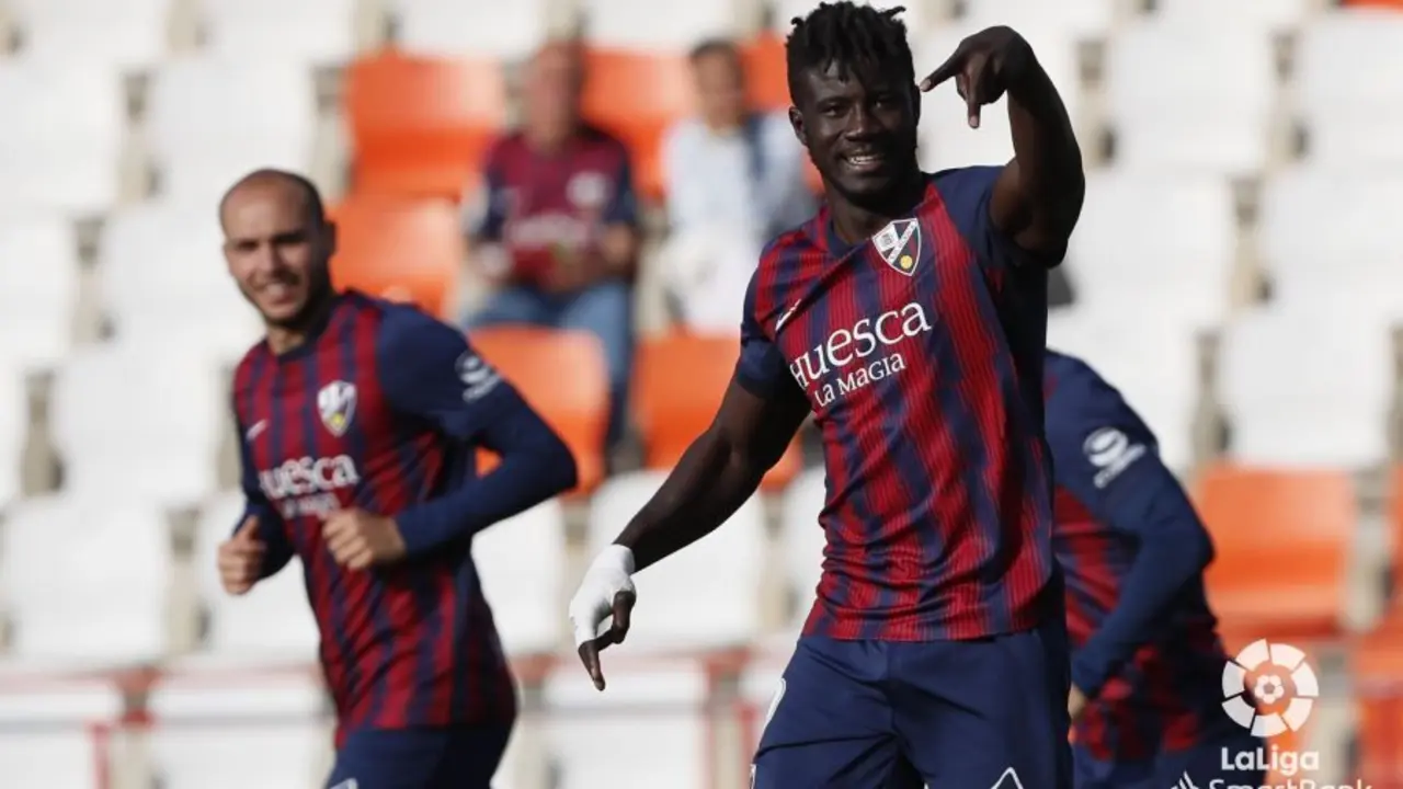 Obeng celebra su gol ante el Lugo. Foto: LaLiga