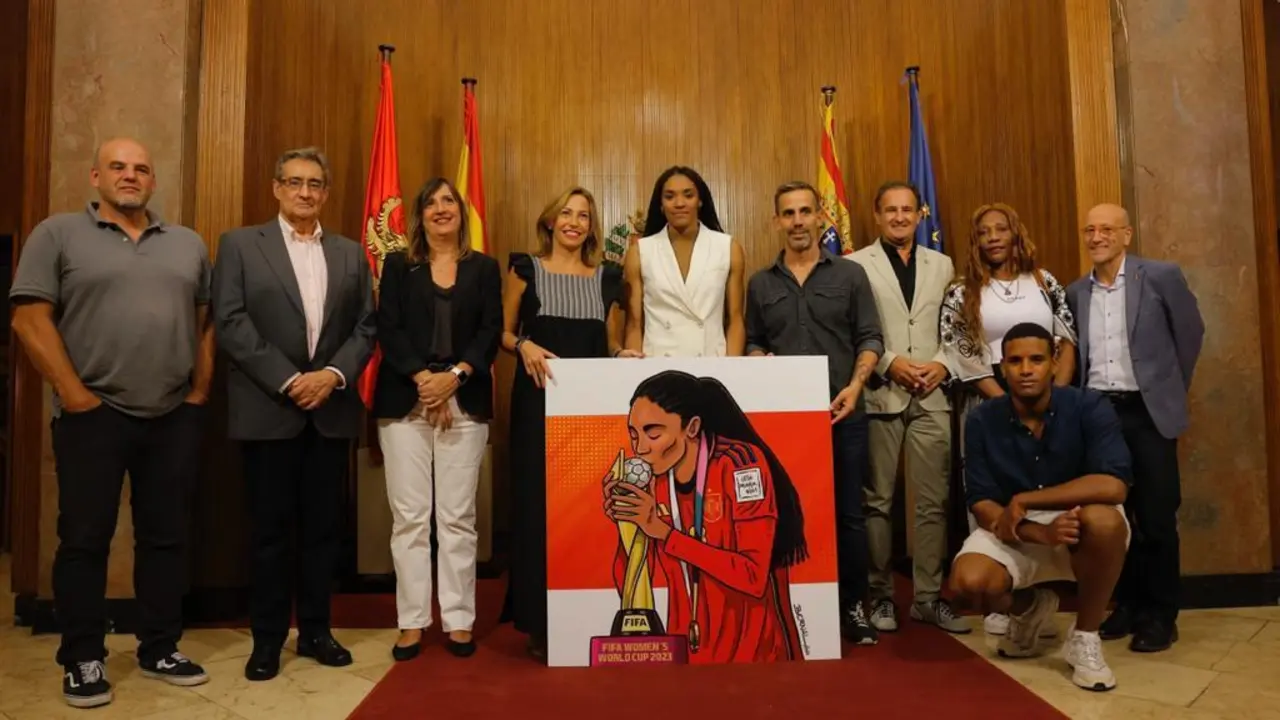 Salma Paralluelo, en la recepci&oacute;n de esta tarde | Foto: Ayuntamiento de Zaragoza