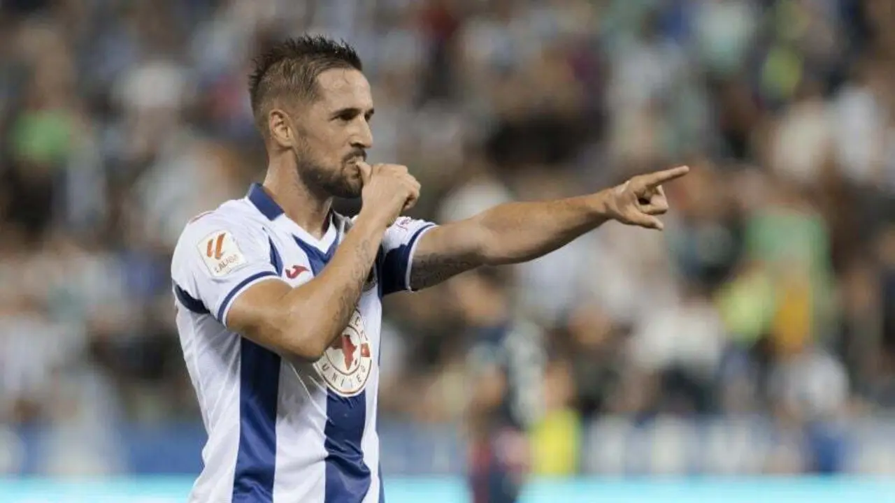 El exHuesca Miram&oacute;n abri&oacute; el marcador en el partido contra el Legan&eacute;s disputado en la localidad madrile&ntilde;a. Foto: LaLiga