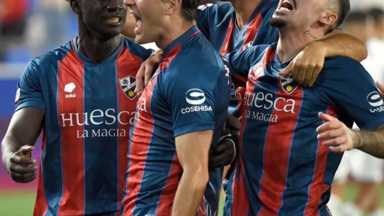 La SD Huesca celebra un gol en la temporada 23/24