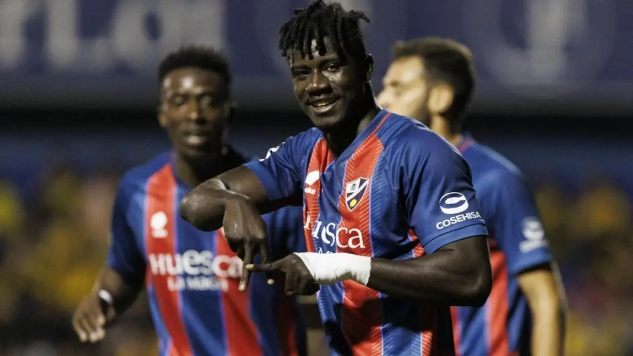 Obeng feliz con su tanto al Alcorc&oacute;n que se lo dedic&oacute; al 'Cuco' Ziganda. Foto: LaLiga