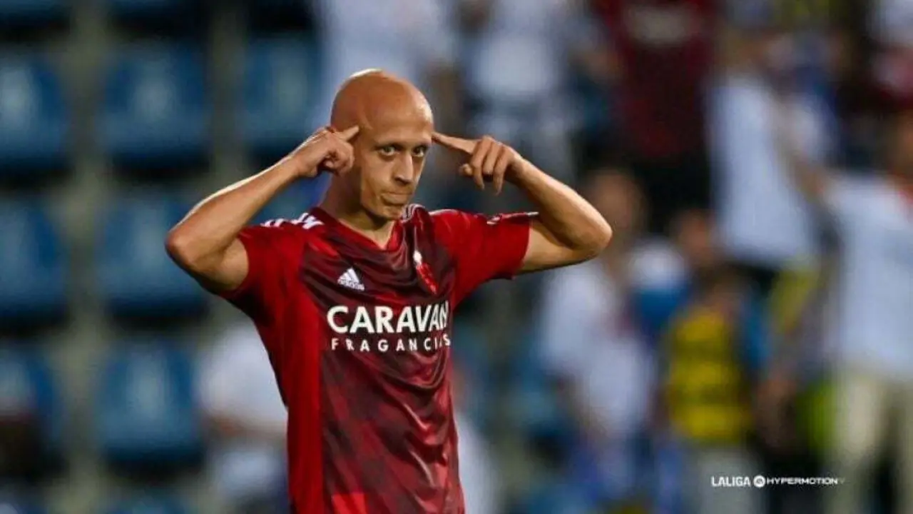 La celebraci&oacute;n de V&iacute;ctor Mollejo tras su gol en Andorra | Foto: LaLiga