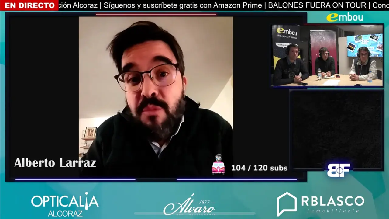 Alberto Larraz durante un programa de Balones Fuera