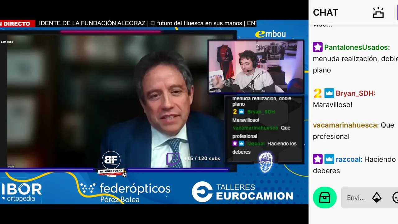 Manuel Oll&eacute;, presidente de la Fundaci&oacute;n Alcoraz, en Balones Fuera
