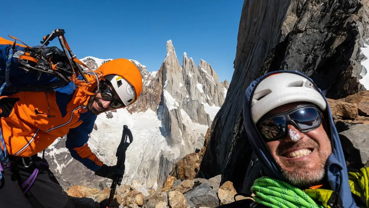 Ignacio Mulero, a la izquierda, con Carlos Su&aacute;rez en Patagonia. Foto: I. M.