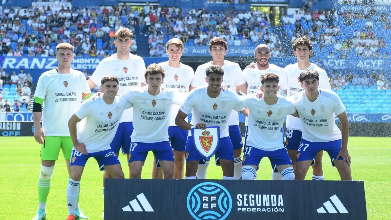 Once titular del Deportivo Arag&oacute;n ante el Pontevedra CF en la ida de los playoffs por el ascenso a Primera RFEF. Fotograf&iacute;a: @rzcantera.
