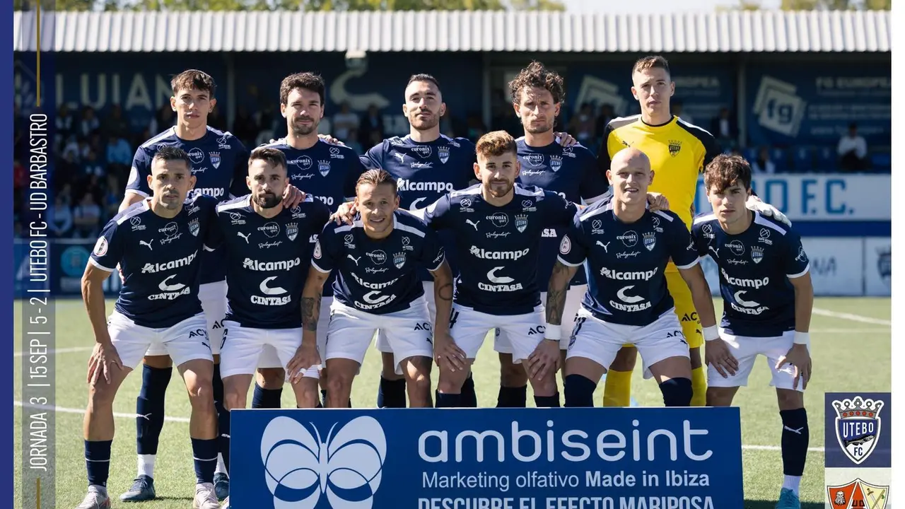 Once inicial del Utebo antes de medirse a la UD Barbastro. Fotograf&iacute;a: Utebo FC.
