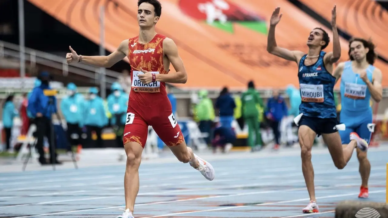 Pol Oriach durante los World Athletics U20. Fotograf&iacute;a: RFEA.