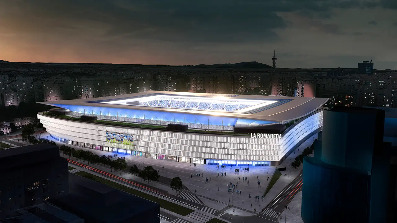 Imagen de la maqueta de la nueva Romareda. Foto: IDOM