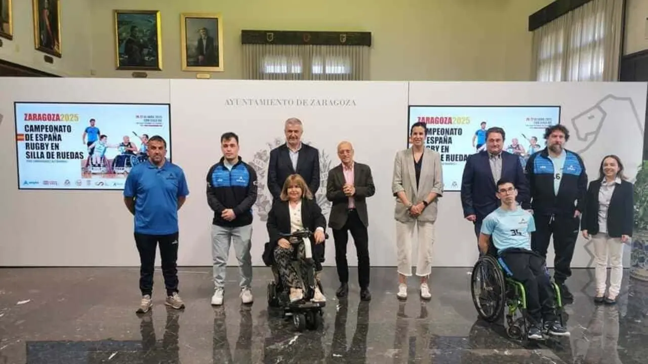 Imagen de la presentaci&oacute;n del Campeonato nacional de Rugby en silla de ruedas. Foto: Ayuntamiento de Zaragoza