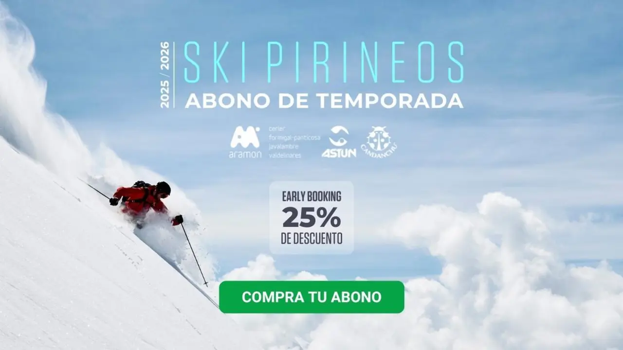 Cartel promocional de la Estaci&oacute;n Invernal del Valle de Ast&uacute;n del abono de temporada SKIPIRINEOS. Fotograf&iacute;a: Estaci&oacute;n Invernal del Valle de Ast&uacute;n.
