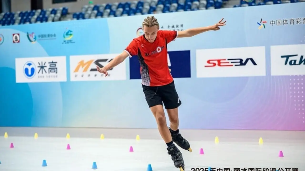 Imagen durante la competici&oacute;n. Foto: Federaci&oacute;n Aragonesa de Patinaje