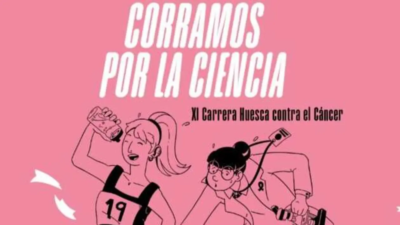 Cartel proocional de la XI edici&oacute;n de la carrera 'Huesca contra el c&aacute;ncer'. Fotograf&iacute;a: Asociaci&oacute;n Espa&ntilde;ola Contra el C&aacute;ncer en Huesca.