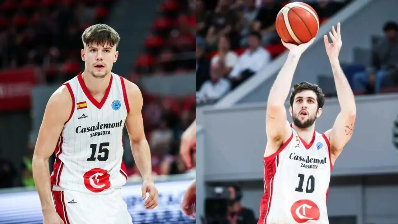 A la izquierda de la imagen, Joaqu&iacute;n Rodr&iacute;guez. A la derecha, Jaime Fern&aacute;ndez. Fotograf&iacute;as: FIBA.
