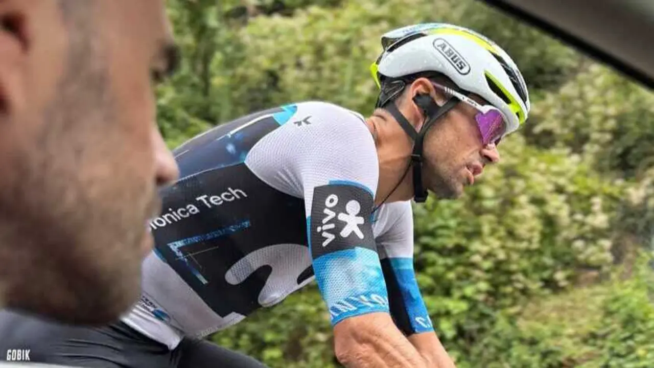 Jorge Arcas durante una etapa en La Vuelta a Espa&ntilde;a / Movistar Team