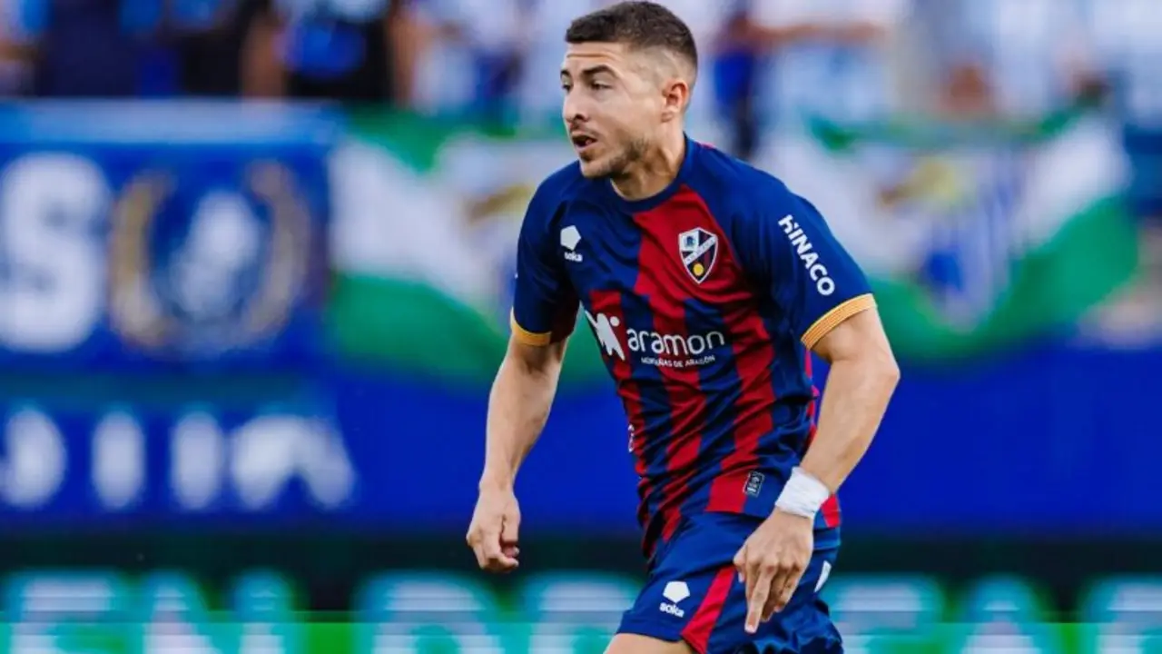 Francisco Portillo, durante un partido con la SD Huesca / SD Huesca.
