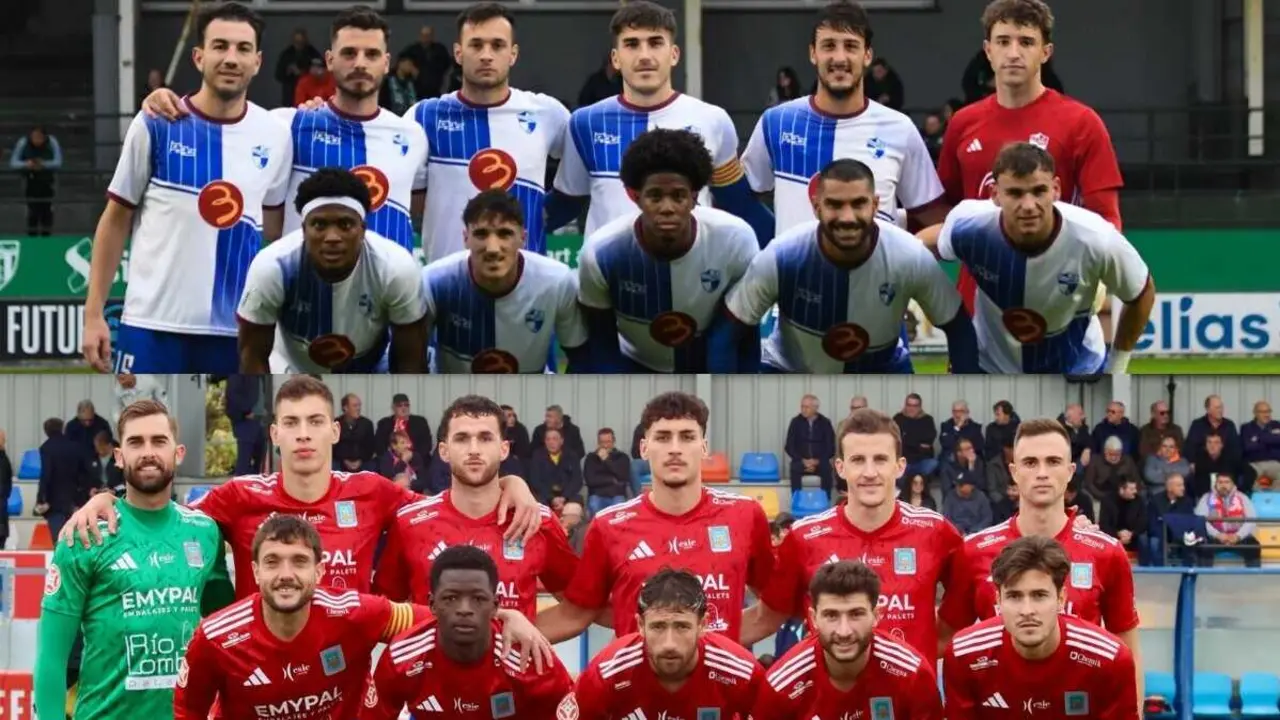 En la imagen superior, el once inicial del CD Ebro ante el Sestao. En la inferior, el de la SD Tarazona frente al Real Betis 'B'. Fotograf&iacute;as extra&iacute;das de las RR.SS. de ambos clubs.