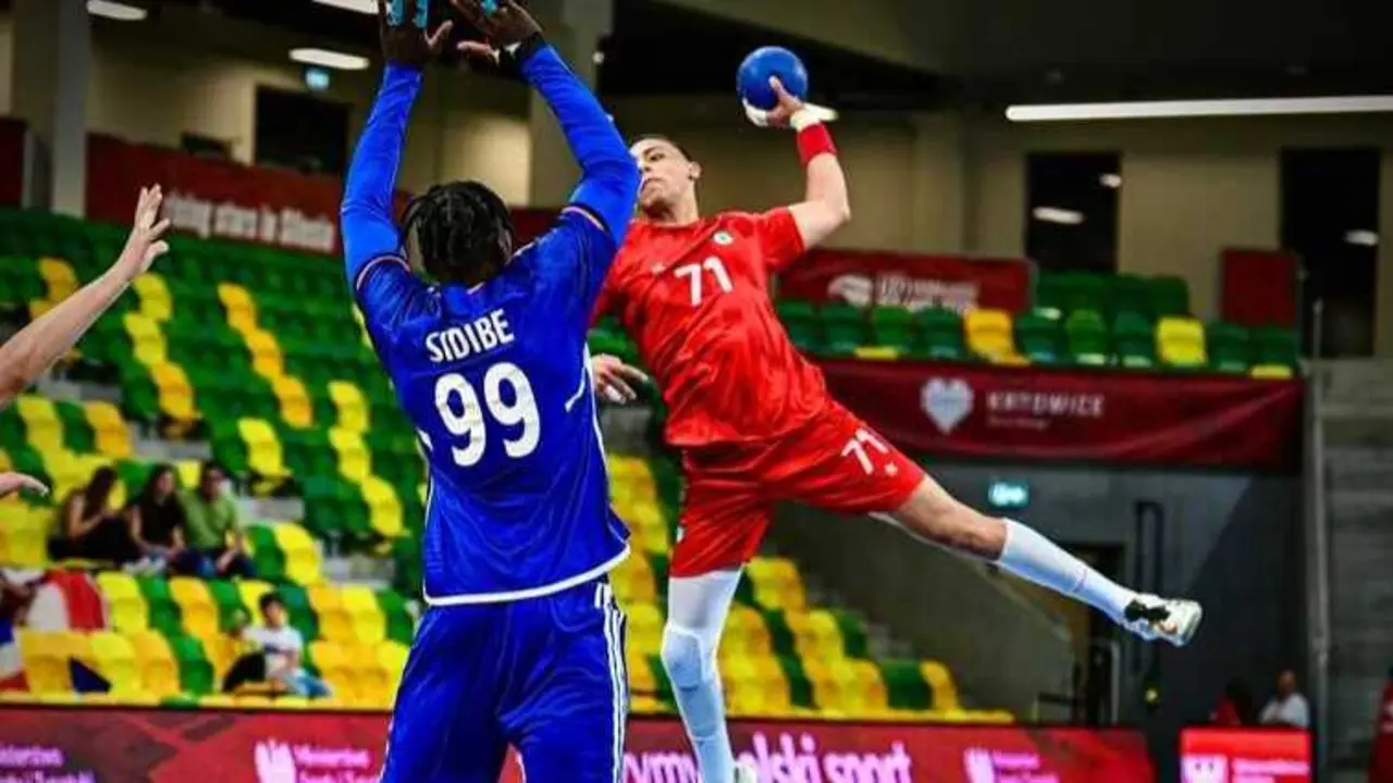 Amjad Saa, durante un partido con la selecci&oacute;n marroqu&iacute;. Fotograf&iacute;a: Bada Huesca.