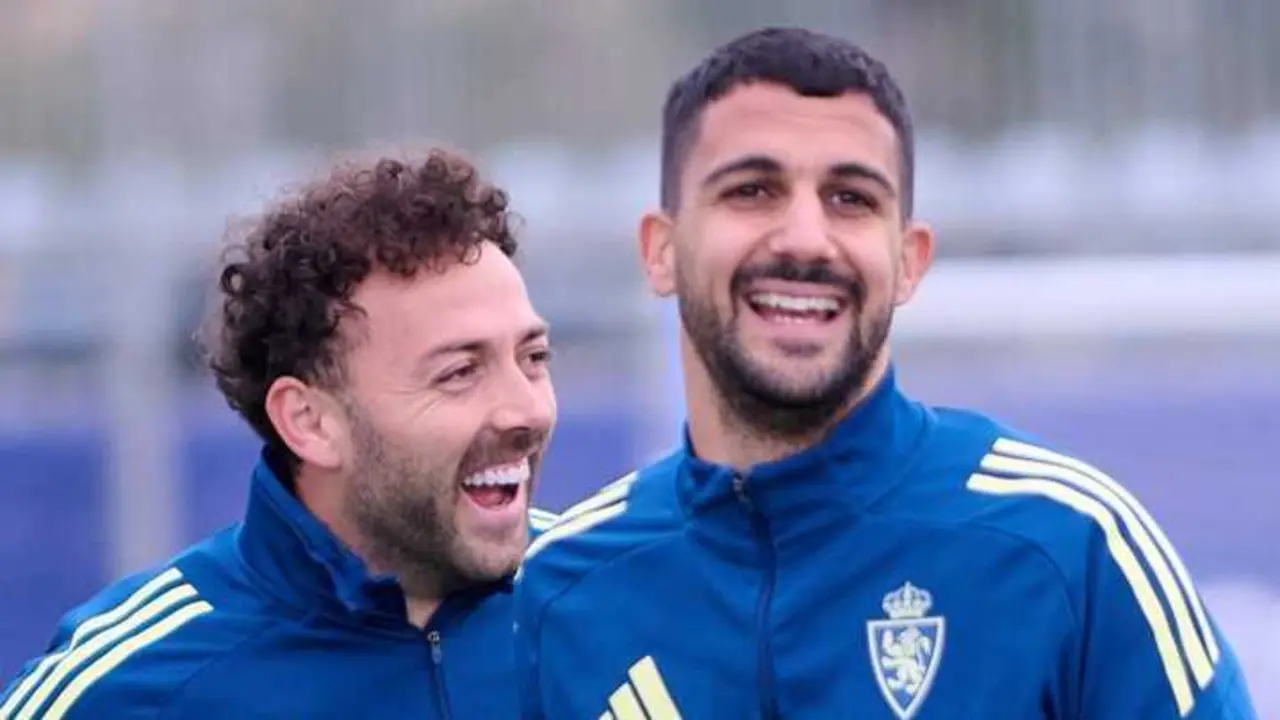Keidi Bare junto a Pomares en un entrenamiento / Real Zaragoza