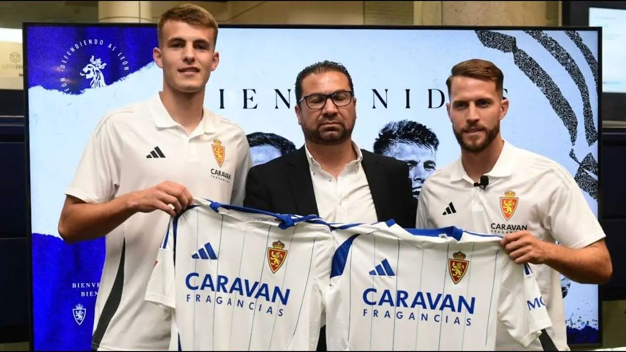 Samed Bazdar e Iv&aacute;n Calero, en su presentaci&oacute;n con el Real Zaragoza / RZ